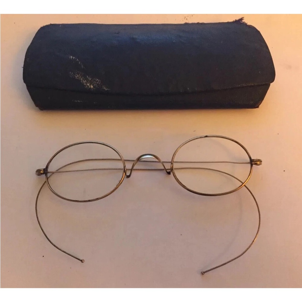 Small Antique Eyeglasses Gold Filled Rims Cable Temple Vintage Frames 4"